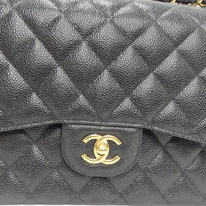 black leather chanel purse caviar