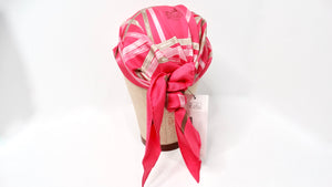 Hermes Pink Stripe Ribbon Motif Silk Scarf Hat