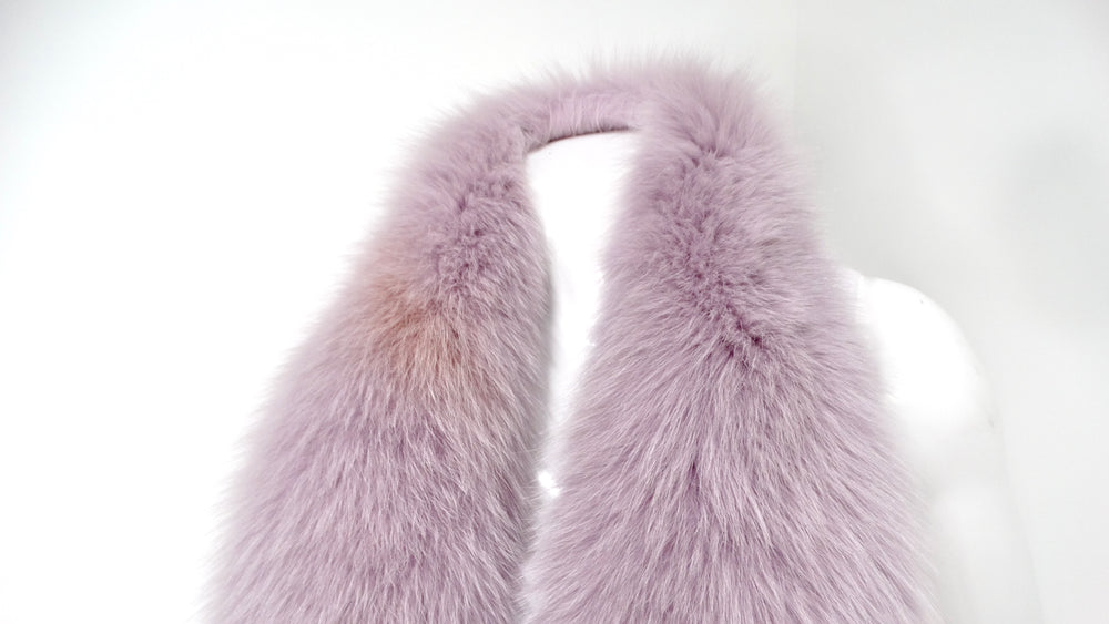 Light Purple Fox Fur Fringe Stole Scarf circa 1990s