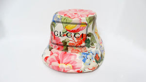 Gucci Floral Print Shiny Coated Cotton Bucket Hat