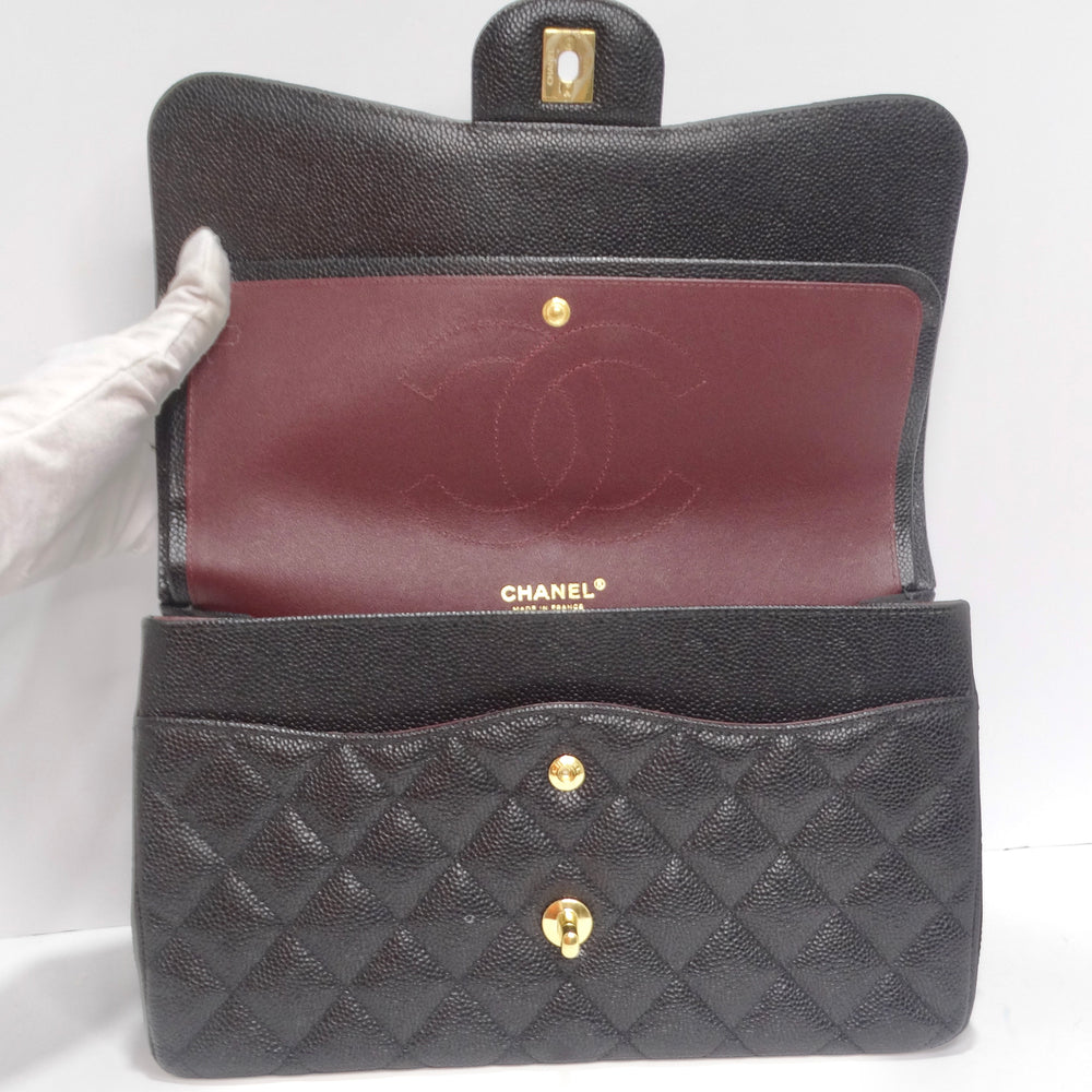 Chanel Jumbo Classic Double Flap Bag Black Caviar Silver Hardware