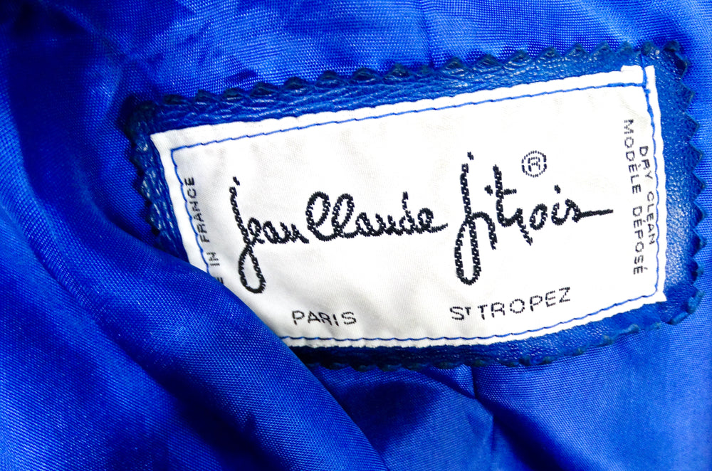 Jean Claude Jitoris Custom Made Cobalt Blue Fox Fur & Leather Coat circa 1990s
