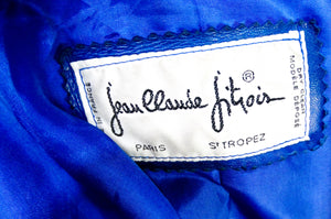 Jean Claude Jitoris Custom Made Cobalt Blue Fox Fur & Leather Coat circa 1990s