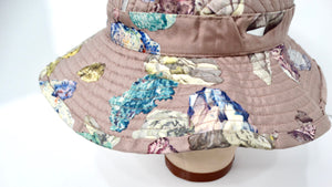 Hermes Taupe Geo Rock & Crystal Print Silk Sun Hat