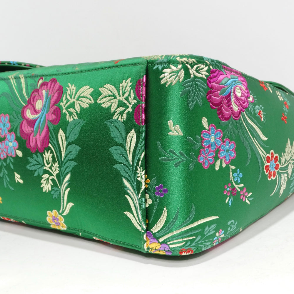 Gucci Marmont Jacquard Matelasse Floral Maxi Top Handle Shoulder Bag