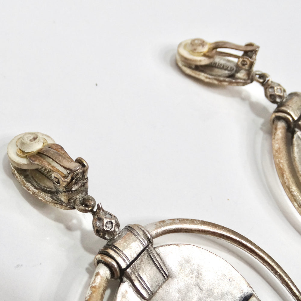 Jean Paul Gaultier 1990s Silver Fringe Hoop Dangle Earrings