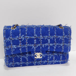 Chanel Embroidered Tweed Mini Flap Bag - Navy Blue