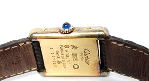 Cartier Tank "Must de Cartier" Black Leather Wrist Watch circa 1970s