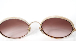 Chrome Hearts "Ovary Easy" Leather Trim Mixed Metal Round Sunglasses