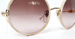 Chrome Hearts "Ovary Easy" Leather Trim Mixed Metal Round Sunglasses