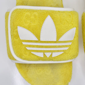 Gucci X Adidas Yellow Terry Cloth GG Monogram Platform Sandals