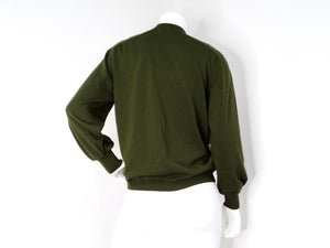 Hermes Green Mushroom Print Silk & Wool Cardigan circa 1980s