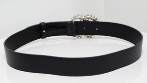 Gucci Black Leather Crystal Belt