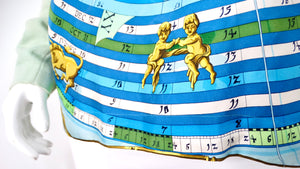 Hermes "Dies et Hore" Astrological Sun Print Silk Blouse circa 1980s
