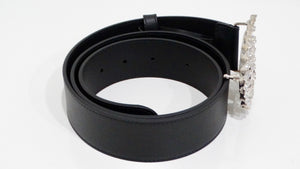 Gucci Black Leather Crystal Belt