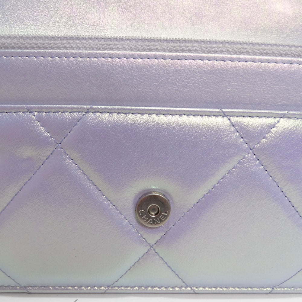 Chanel Iridescent Purple Quilted Calfskin Mini Card Holder on