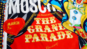 Moschino The Grand Parade Colorful Circus Print Silk Scarf