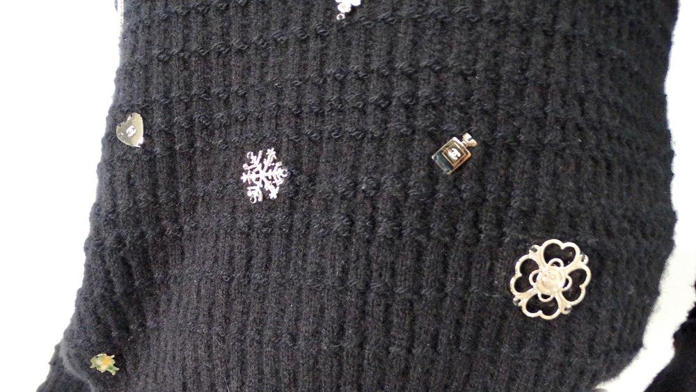 Chanel Black Coco Neige Lucky Charms Cashmere & Wool Blend Sweater 2018