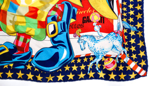 Moschino The Grand Parade Colorful Circus Print Silk Scarf