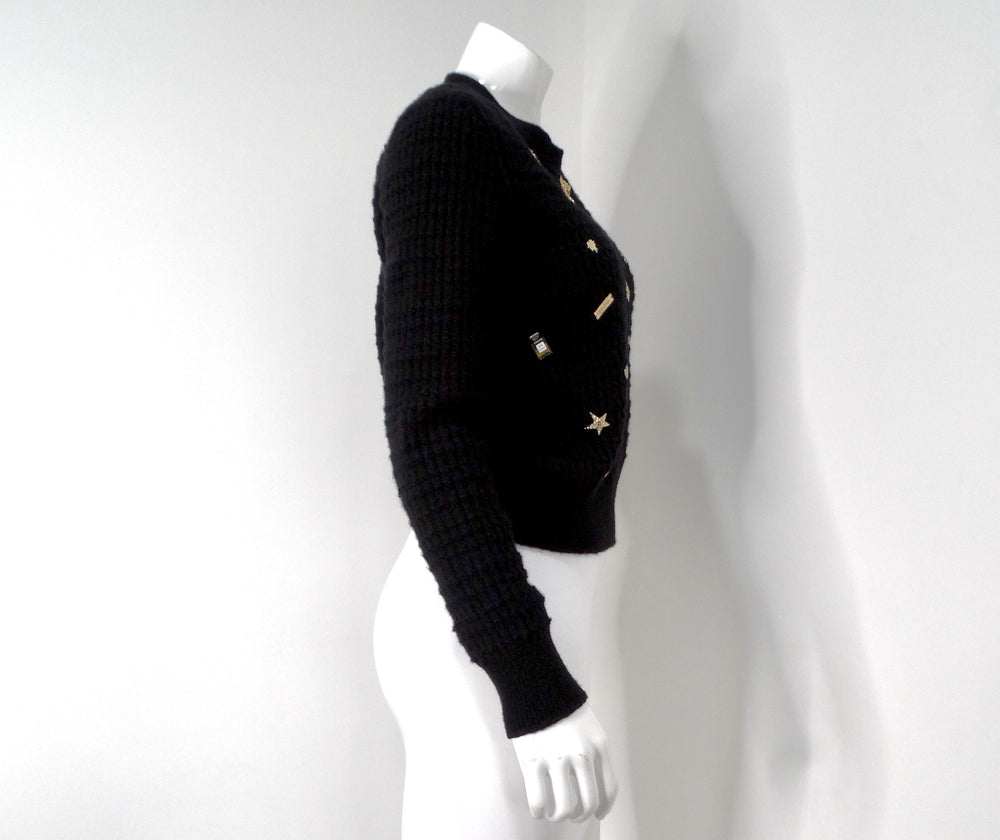 Chanel Black Coco Neige Lucky Charms Cashmere & Wool Blend Sweater 2018