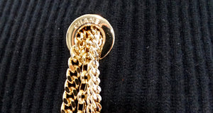 Chanel Black & Gold-Tone Interlocking CC Chain Drop Ribbed Wool Top