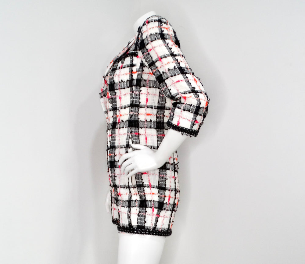 Chanel Checkered Double-Breasted Boucle Tweed Jacket Jumpsuit 2020