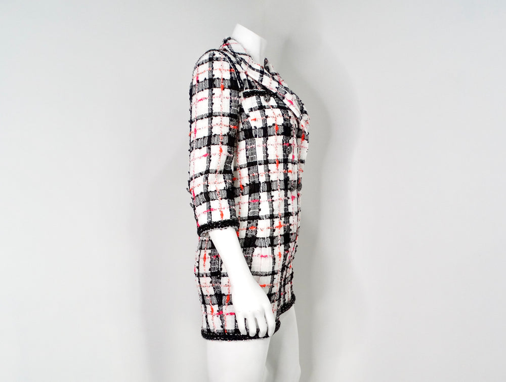 Chanel Checkered Double-Breasted Boucle Tweed Jacket Jumpsuit 2020