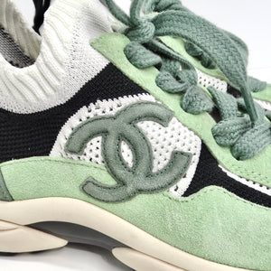Chanel CC Green Knit Trainers