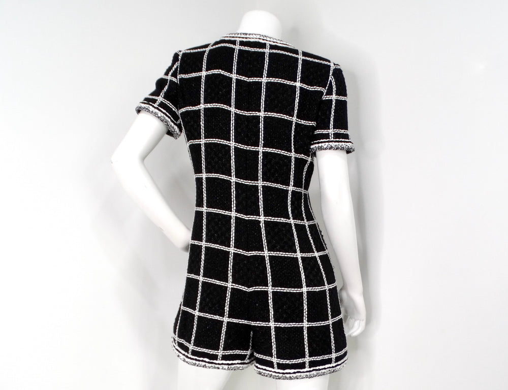 Chanel Black & White Striped Tweed Romper SS 2020