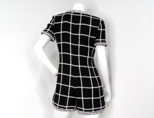 Chanel Black & White Striped Tweed Romper SS 2020