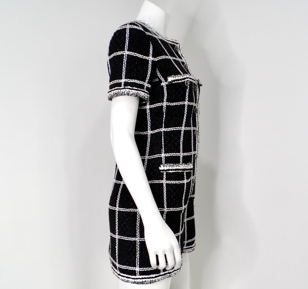 Chanel Black & White Striped Tweed Romper SS 2020
