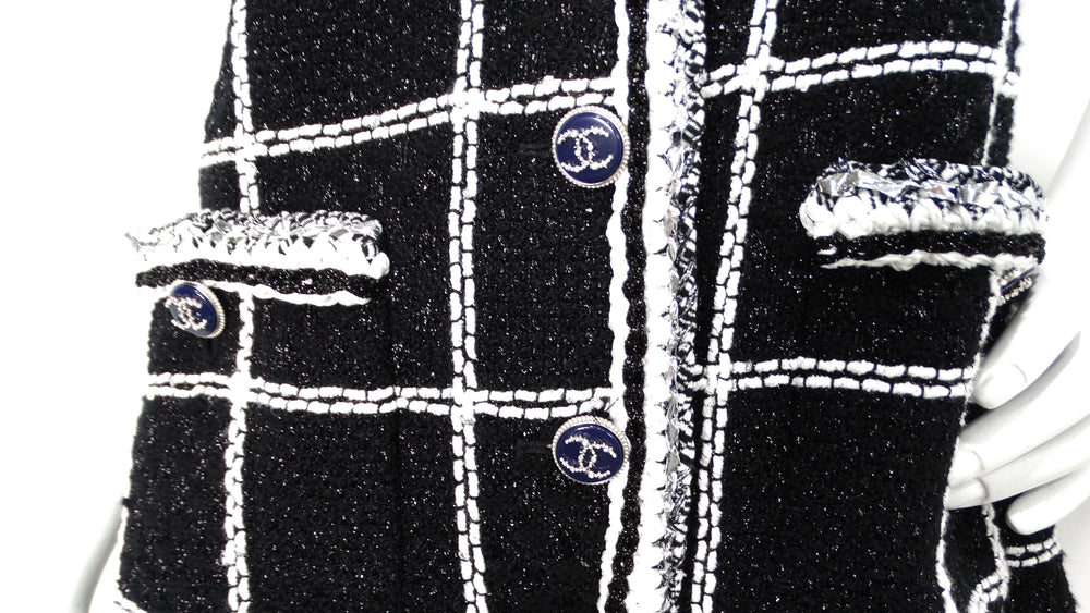 Chanel Black & White Striped Tweed Romper SS 2020