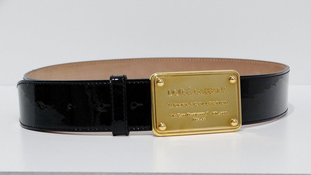 Dolce & Gabbana Black Patent Leather Belt