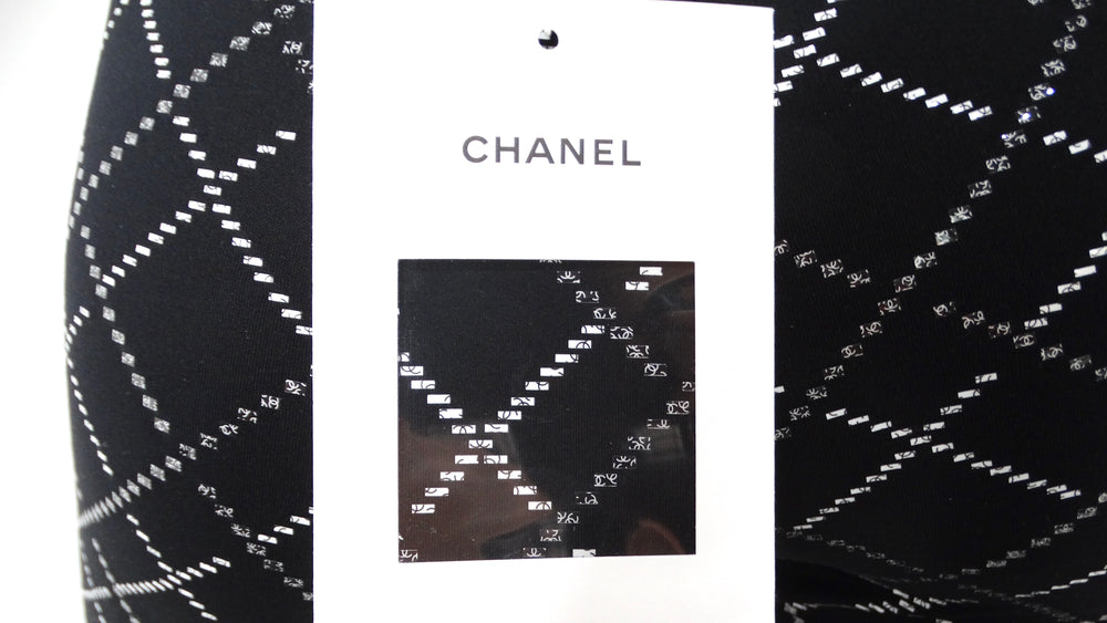 Chanel Black & White Neoprene Reflective Pants 2020