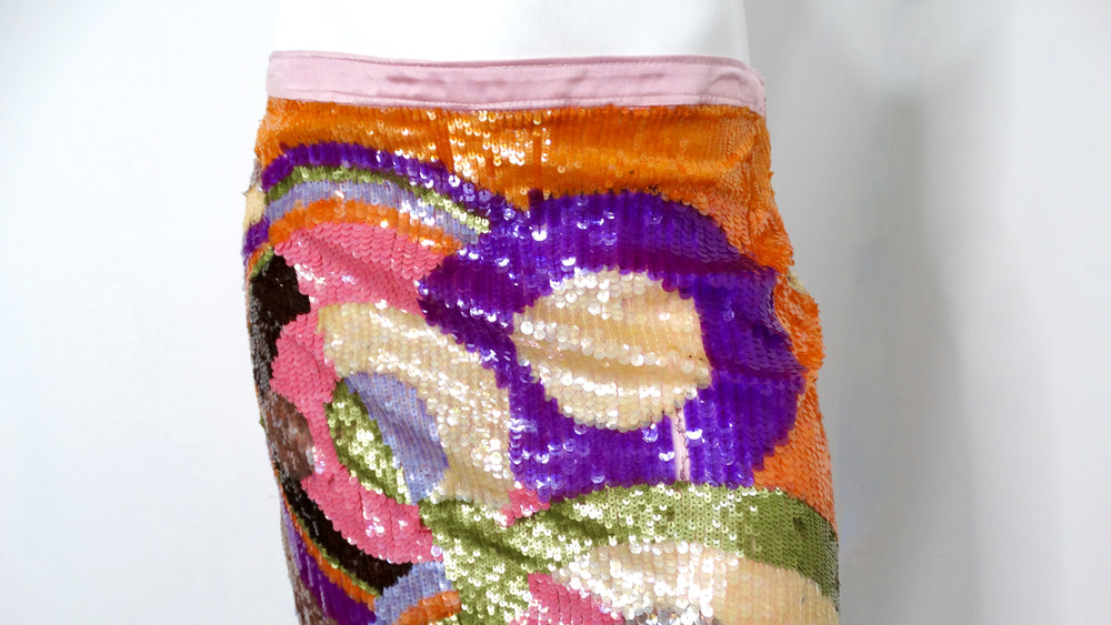 Y2K Valentino Multicolor Abstract Sequin Skirt