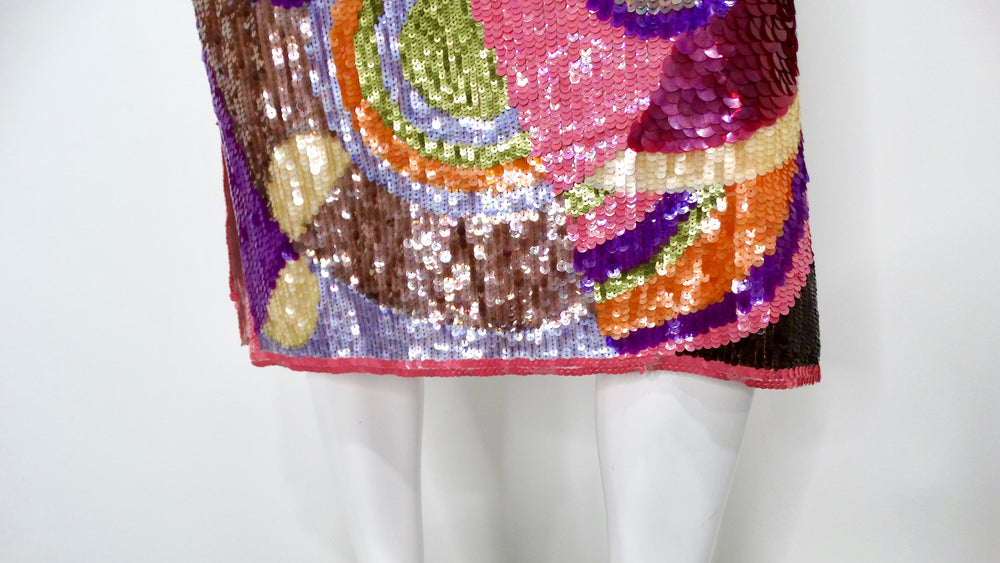 Y2K Valentino Multicolor Abstract Sequin Skirt