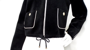 Chanel Coco Neige Velour Drawstring Zip Jacket 2018