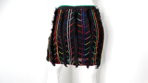 Missoni Multicolor Stripe Knit Fringe Mini Skirt