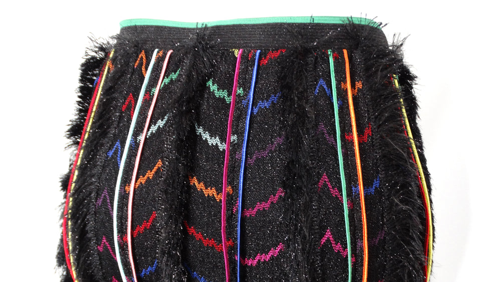 Missoni Multicolor Stripe Knit Fringe Mini Skirt