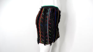 Missoni Multicolor Stripe Knit Fringe Mini Skirt