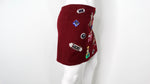 Mary Katrantzou Burgundy Wool Patch Mini Skirt