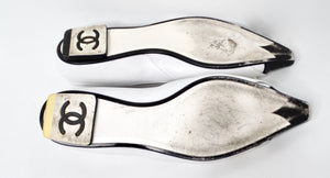 Chanel White & Black Tuxedo Collar Style Flats circa Y2K