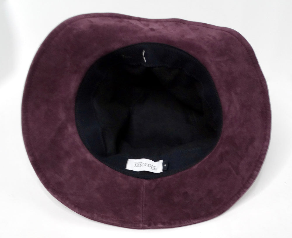 Maison Michel Purple Suede Brim Hat
