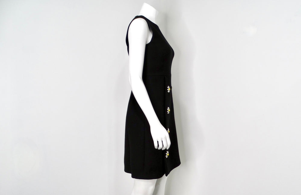 Dolce & Gabbana Black Sleeveless Dress With Daisy Crystal Accents