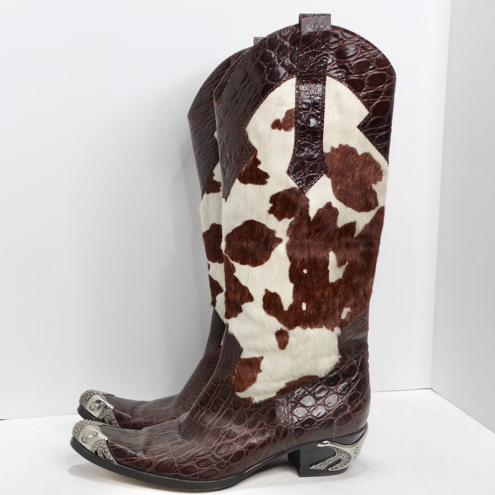 Vintage cowhide Sterling Silver Cowboy Boots