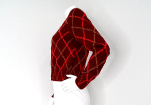 Chanel Red Diamond Print Cashmere Cardigan 2024