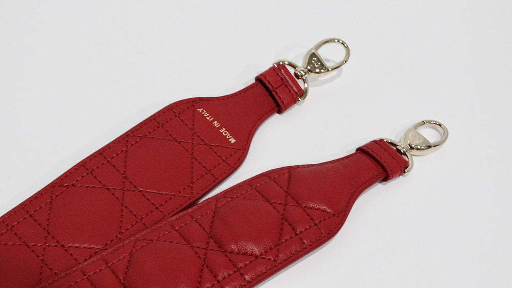 Christian Dior Lady Dior Red Leather Bag Strap