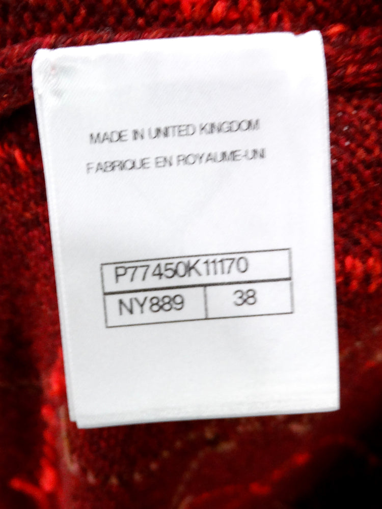 Chanel Red Diamond Print Cashmere Cardigan 2024