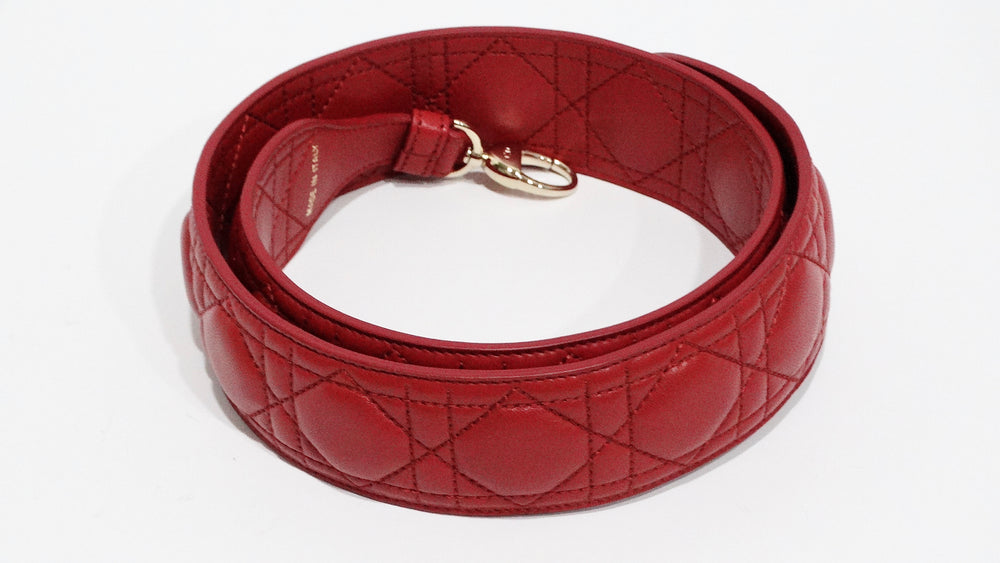 Christian Dior Lady Dior Red Leather Bag Strap