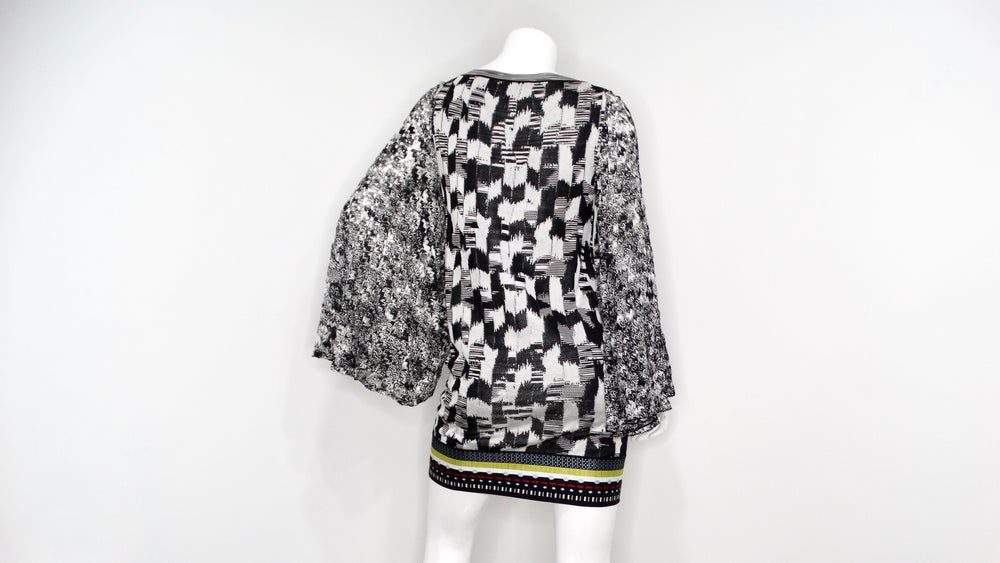 Missoni Crochet Printed Bell Sleeve Mini Dress